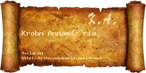 Krohn Annamária névjegykártya